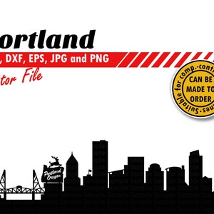 Archivos Svg, Dxf, Eps, Jpg y Png del horizonte de Portland / Archivo vectorial de corte de silueta de ciudad / Paisaje urbano de Oregón: regalo DIY, álbum de recortes, decoración de planificador