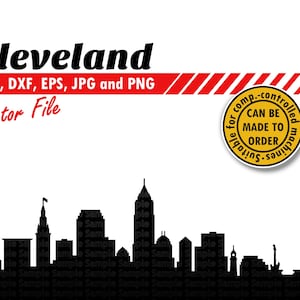 Cleveland Skyline Svg, Dxf, Eps, Jpg, Png. City Silhouette Clipart Cutting File. Ohio DIY Gift. Town T-shirt, Planner Sticker, Wall Print