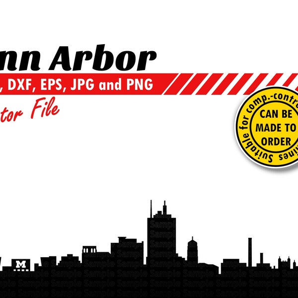 Ann Arbor Skyline Svg, Eps, Dxf, Jpg, Png. Cityscape for Printing & Cutting. DIY Gift, Tumbler, Sign, T-shirt, Wall Print, Laser Cut Design.