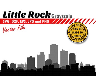 Little Rock Grayscale Skyline Svg, Eps, Dxf, Jpg, Png | Multi-layer City Silhouette Cutting File | Arkansas DIY Gift, City Planner Sticker