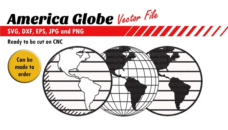 America Globe Svg Dxf Eps Jpg And Png File Digital Etsy