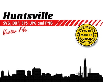 Horizonte de Huntsville Svg, Eps, Dxf, Jpg, PNG. Silhueta de foguete urbano para impressão e corte. Presente faça você mesmo, papel-cartão, camiseta, design de impressão de parede.