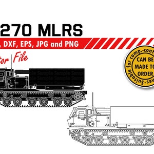 M270 MLRS Svg, Dxf, Eps, Jpg, Png Datei. Raketen-Artillerie Fahrzeug Silhouette Clipart & Cut Datei. US Veteran Plaque, T-Shirt, Schild DIY Geschenk