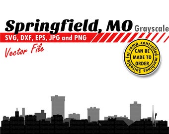 Springfiled, MO, Layered Skyline Svg, Eps, Dxf, Jpg, Png. City Silhouette for Printing & Cutting, DIY Gift, Shadow Box, T-Shirt Design.