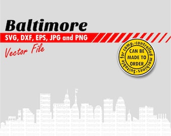 Baltimore Skyline White Png File. Silhueta da cidade para impressão e corte. Presente DIY, decoração de camiseta, papel cartão, design de impressão de parede.