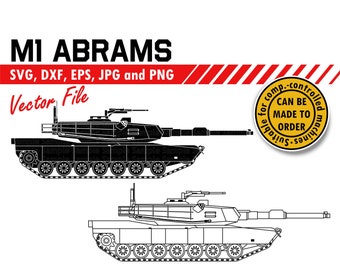 Tanque M1 Abrams Svg, Dxf, Eps, Jpg, Png. Clipart e arquivo de corte do veículo blindado. Presente faça você mesmo para veteranos dos EUA, placa, camiseta, caneca, boné, design de sinalização