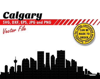 Silhueta da cidade de Calgary em SVG, EPS, DXF, JPG e PNG. Silhueta da cidade para impressão e recorte. Ideal para projetos a laser, como presentes, cartões, camisetas e impressões de parede.