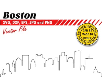 Boston Skyline Outline Svg, Dxf, Eps, Jpg, Png. Line Cityscape for Cutting & Printing. DIY Gift, Card Stock, T-shirt, Wall Print Design.
