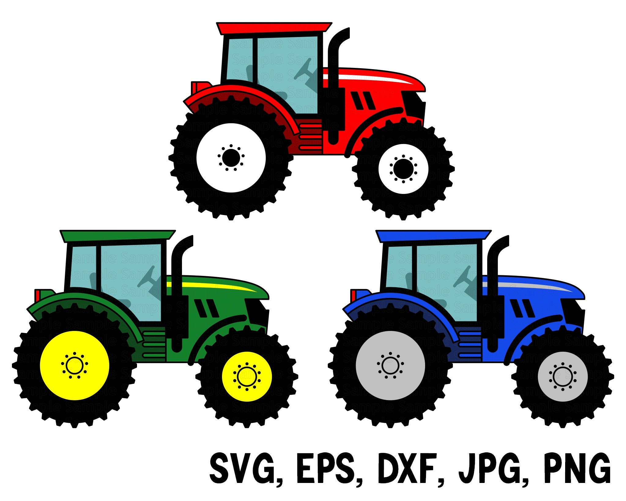 Green Red & Blue Farm Tractor Svg Dxf Eps Jpg Png. Agro Etsy