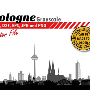 Köln Layered Skyline SVG. Dxf, Png, Jpg, Eps. Detaillierte Stadtsilhouette zum Drucken, Ausschneiden. DIY Geschenk, Wand Dekor, Schatten Box Design.