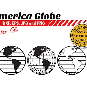 America Globe Svg, Dxf, Eps, Jpg, Png File | Planet Earth Vector Cutting File | World Clipart, DIY Gift, Planner, Scrapbook, Wall Decor