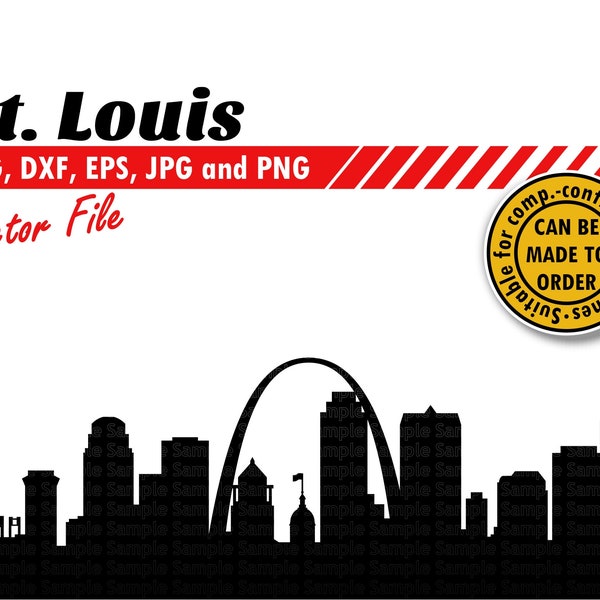 St. Louis Skyline Svg, Eps, Dxf, Jpg and Png File | City Silhouette Vector Cutting File | Cityscape DIY Gift, Planner, Scrapbook, Wall Decor