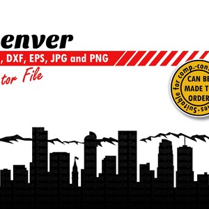 Denver Skyline Svg, Eps, Dxf, Jpg, Png. Stadt Silhouette zum Drucken, Schneiden. DIY Geschenk, Kartenvorlage, T-Shirt, Wanddruck Design.