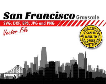 San Francisco Layered Skyline Svg, Dxf, Png, Jpg, Eps. Cityscape Silhouette for Cutting & Printing. DIY Gift, Card Stock, Wall Print Design.
