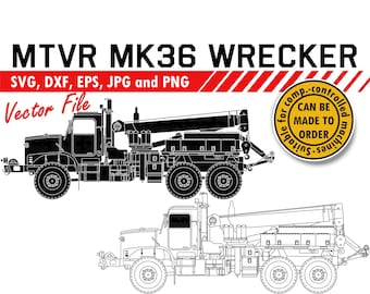 Caminhão Guincho MTVR MK36 em SVG, DXF, EPS, JPG e PNG. Arquivo para impressão e corte. Ideal para presentear veteranos do Exército, fazer placas, sinalizar aposentadoria ou decorar paredes.
