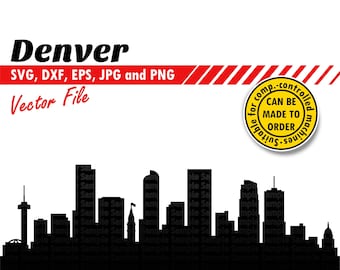 Denver Skyline Svg, Eps, Dxf, Jpg, Png. City Silhouette for Printing & Cutting. Urban DIY Gift, Stencil, T-shirt, Tumbler, Wall Print Design