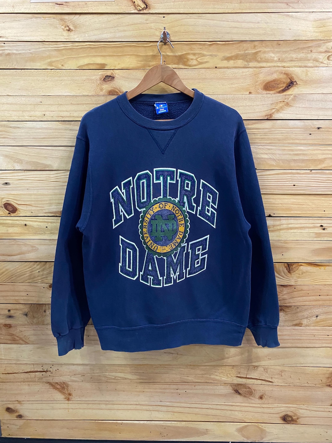 Vintage 80s Champion Distressed University Notre Dame Big Logo