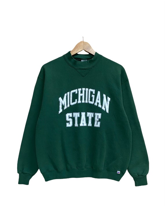SixStonesStore Vintage Michigan State University Big Spellout Crewneck Sweatshirt Size L Fits M