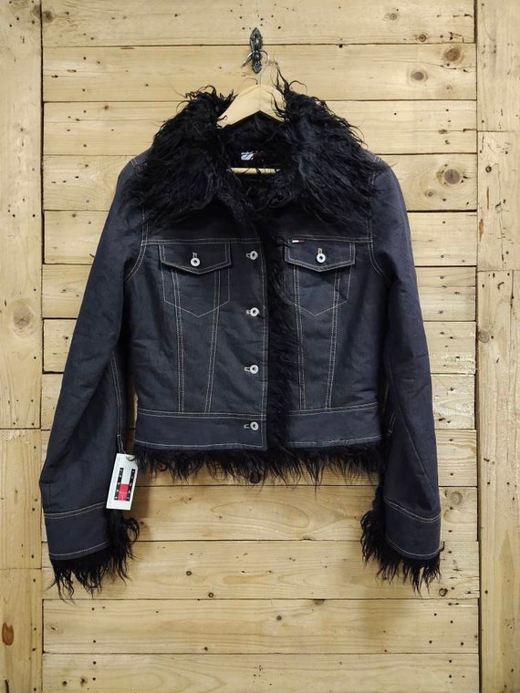 tommy hilfiger jean jacket with fur