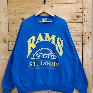 Vintage lee sports RAMS ST.LOUIS time da liga nacional de futebol moletom com gola redonda tamanho 2XL