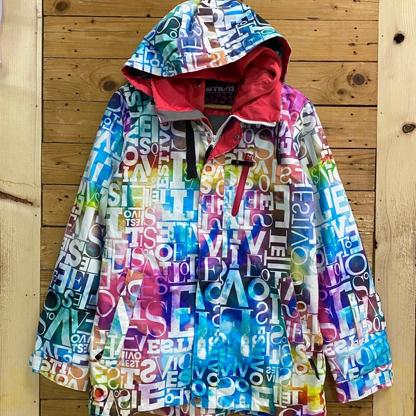 vintage ESTIVO veste de ski multicolore femme taille L fits M