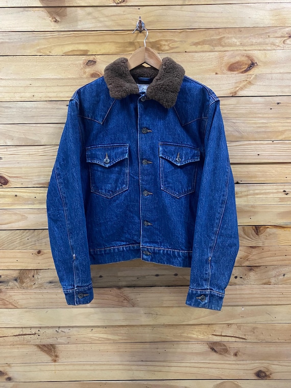 Vintage 80s Polo Ralph Lauren Sherpa Collar Trucker Denim Jacket