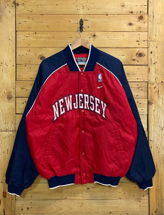 Vintage NIKE X NBA New Jersey Jets Bomber Jacket Size L Fits 