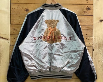 Vintage Sukajan Souvenir Bomber Jacket Butterfly Embroidery
