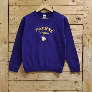 Vintage y2k DAPHNE high school TROJANS football purple sweatshirt size L fits M