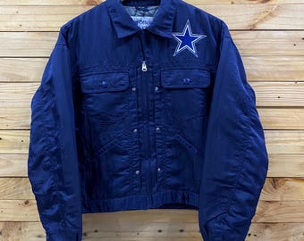 Kurtka NFL Dallas Cowboys z nylonu z zamkiem błyskawicznym w stylu vintage, rozmiar M