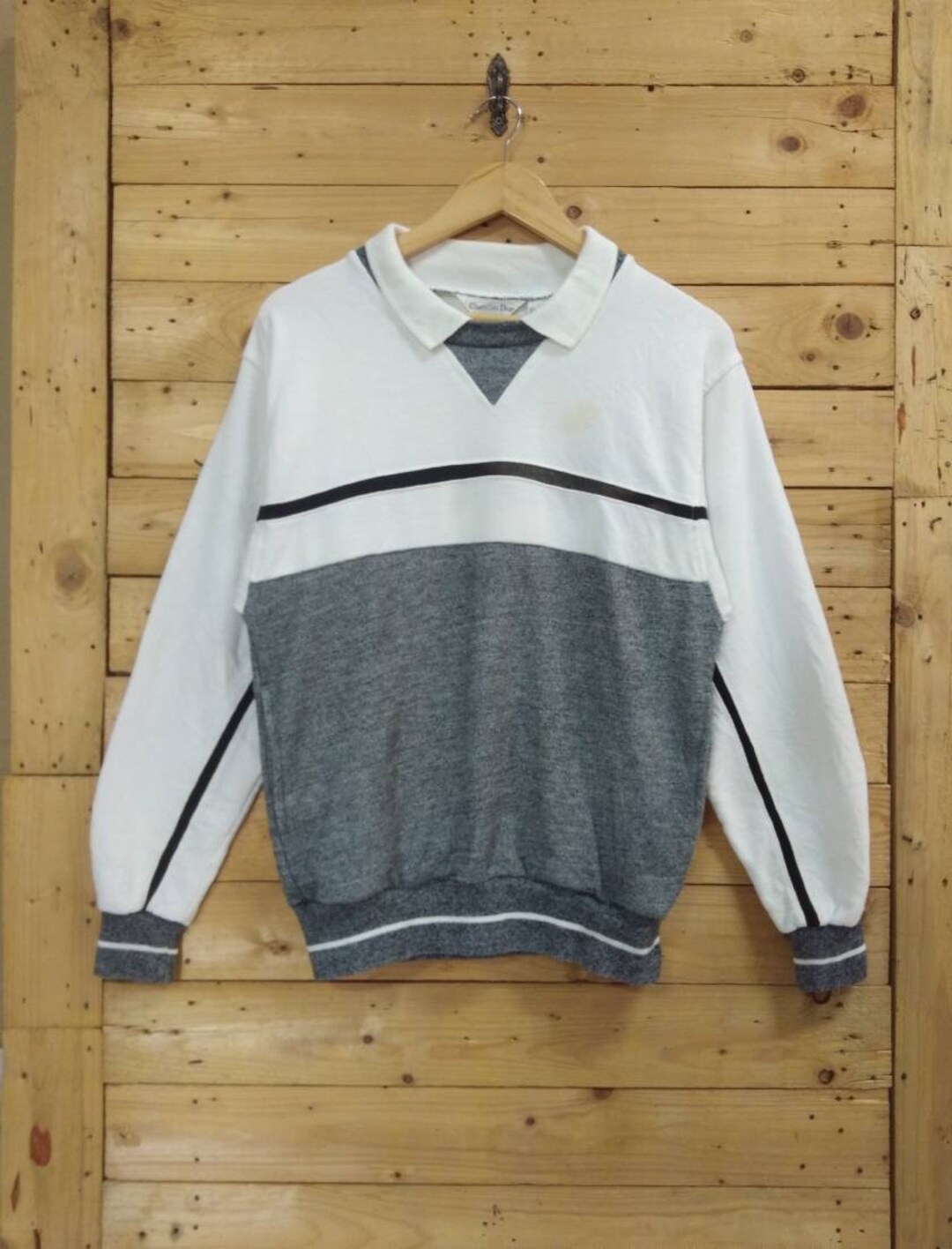 Vintage CHRISTIAN DIOR Monsieur Collar Ringer Sweatshirt Side