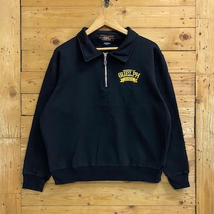 Vintage UNIVERSITY of GUELPH DAD embroidery small logo half zipped sweatshirt size fits L