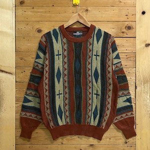 Vintage G-STAFF stripes knitwear sweater size L fits M
