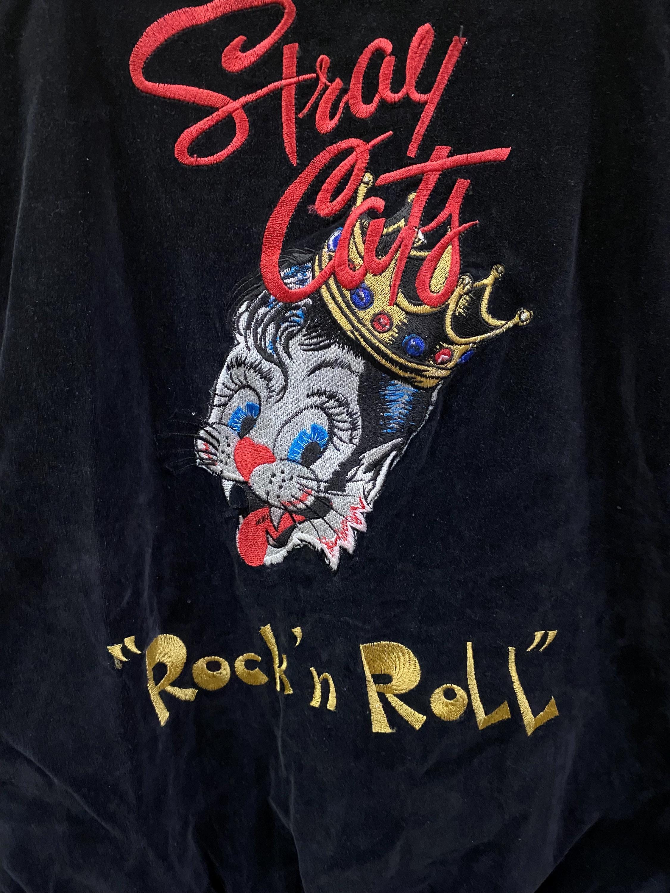 Vintage Kei.sing Embroidery Stray Cats Rock N Roll Velvet Varsity 
