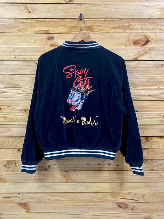 Vintage Kei.sing Embroidery Stray Cats Rock N Roll Velvet Varsity Vintage Kei.sing Embroidery Stray Cats Rock N Roll Velvet Varsity