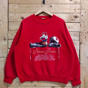 Vintage ncaa NEBRASKA HUSKERS embroidery spellout big printed crewneck sweatshirt size XL