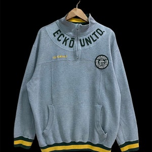 Vintage ECKO UNLTD embroidery spellout half zipped pocket sweatshirt size L fits XL