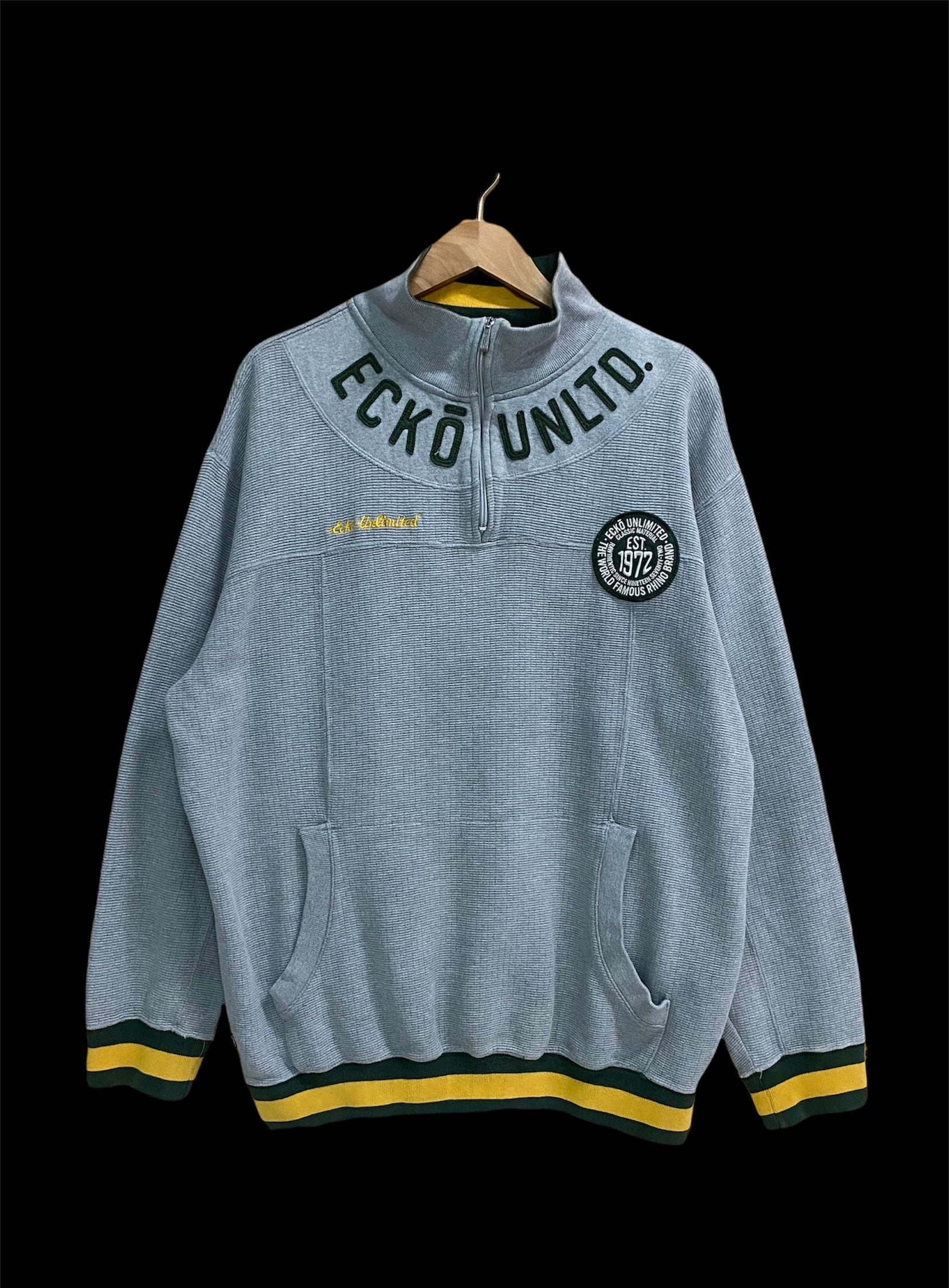 Vintage ECKO UNLTD Embroidery Spellout Half Zipped Pocket