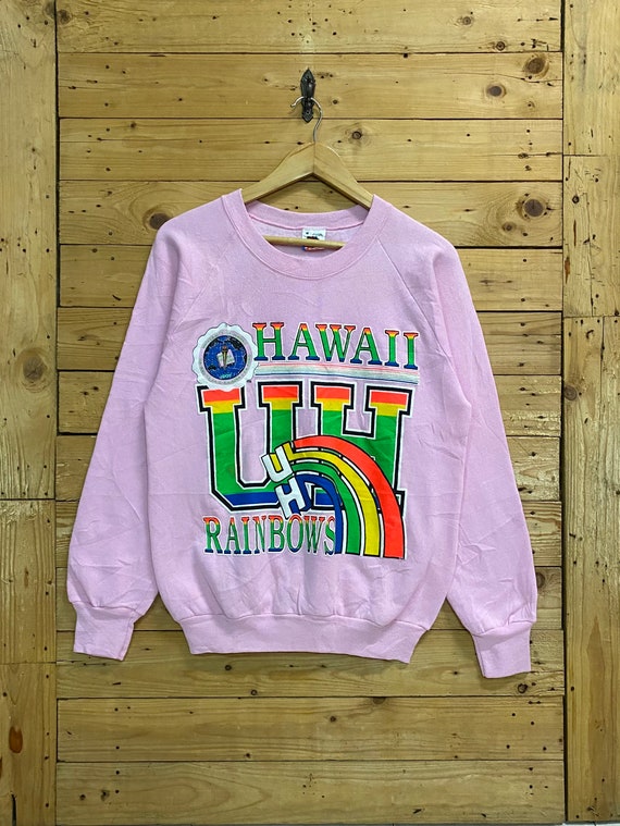 Rare! Vintage UNIVERSITY of HAWAII Rainbow Multicolor Big Logo 