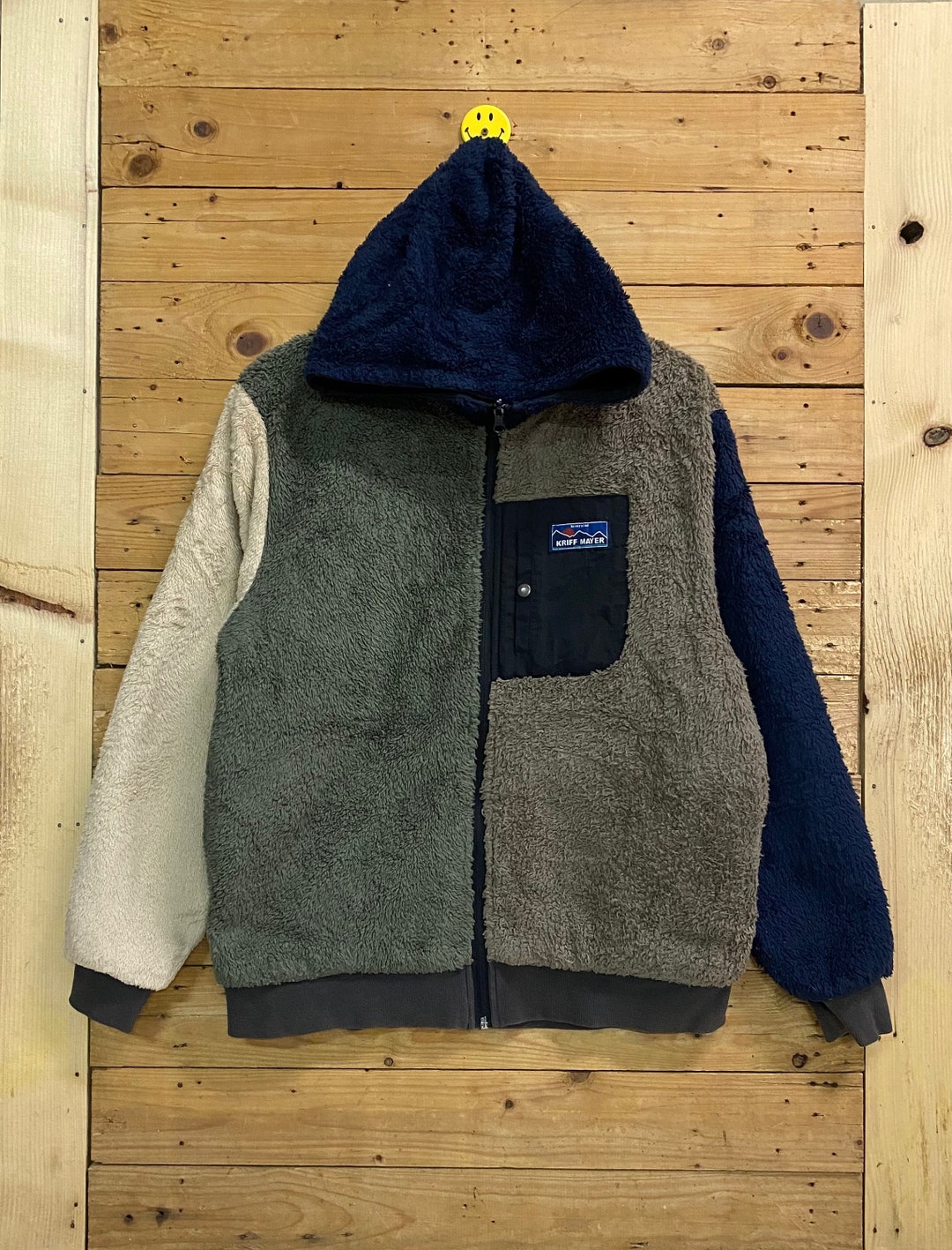 Vintage KRIFF MAYER Fleece/nylon Reversible Hoodie Jacket Size M 