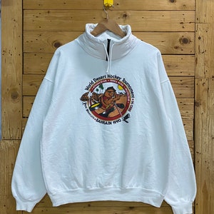 Vintage world desert hockey tournament bahrain 1990 big logo quarter zipped sweatshirt size XL