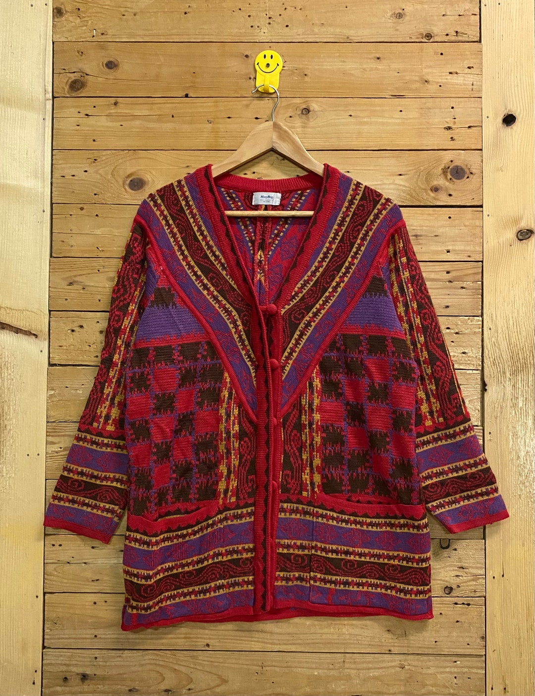 Vintage MISSY BUG Aztec Navajo Native Design Button Knit Jacket Size M ...