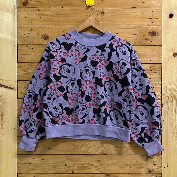 Vintage DISNEY minnie mouse fullprint cropped sweatshirt size L fits S