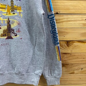 May include: Gray sweatshirt with a colorful graphic print of Disneyland Resort attractions and the text "Disneyland Resort" on the sleeve.