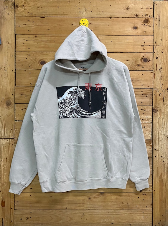 Buy Vintage Artist Union Japanese Waves Printed Hoodie Size M