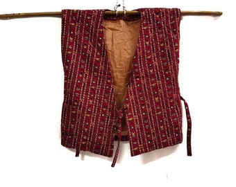Vintage japanese hanten warm wear jacket padded kimono cardigan vest jacket size L