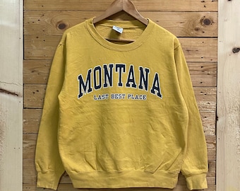 Vintage MONTANA university spellout crewneck sweatshirt size S fits M