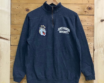 Vintage JAMES MADISON university half zipped sweatshirt size S fits L