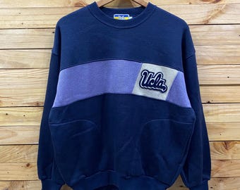 Vintage UCLA gestreifte kleine Logo Tasche Strick Pullover Größe M
