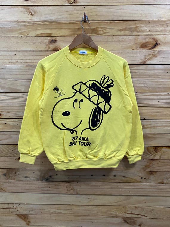 Vintage 80s PEANUTS Snoopy ANA Ski Tour '87 Crewneck Sweatshirt